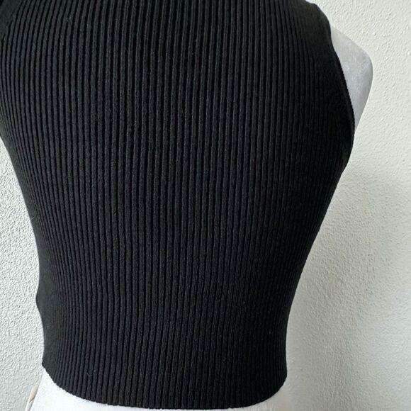 Commense Black Tank Top Cropped Ribbed Knit SZ XS NWT - Picture 6 of 10